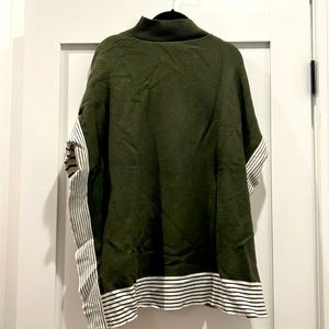 Green striped sweater cape